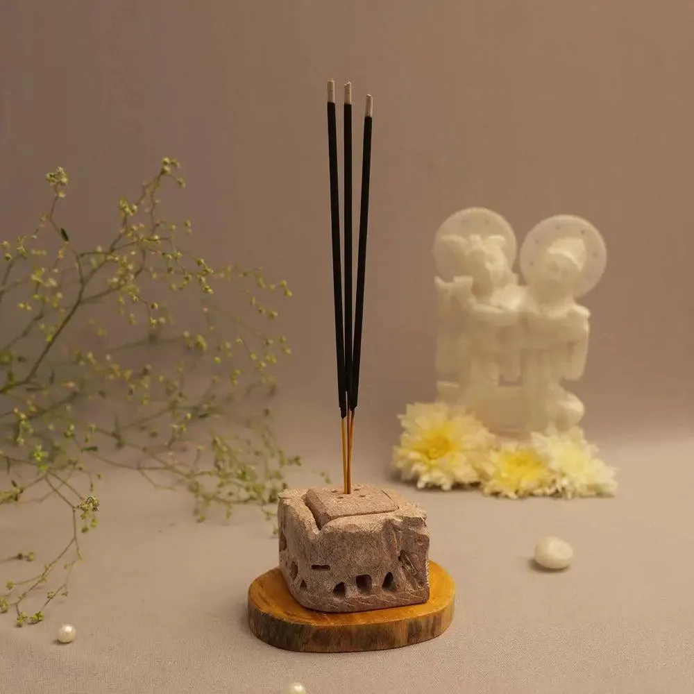 Solid Intricately Handcrafted Marble Soapstone Incense Stick Holder