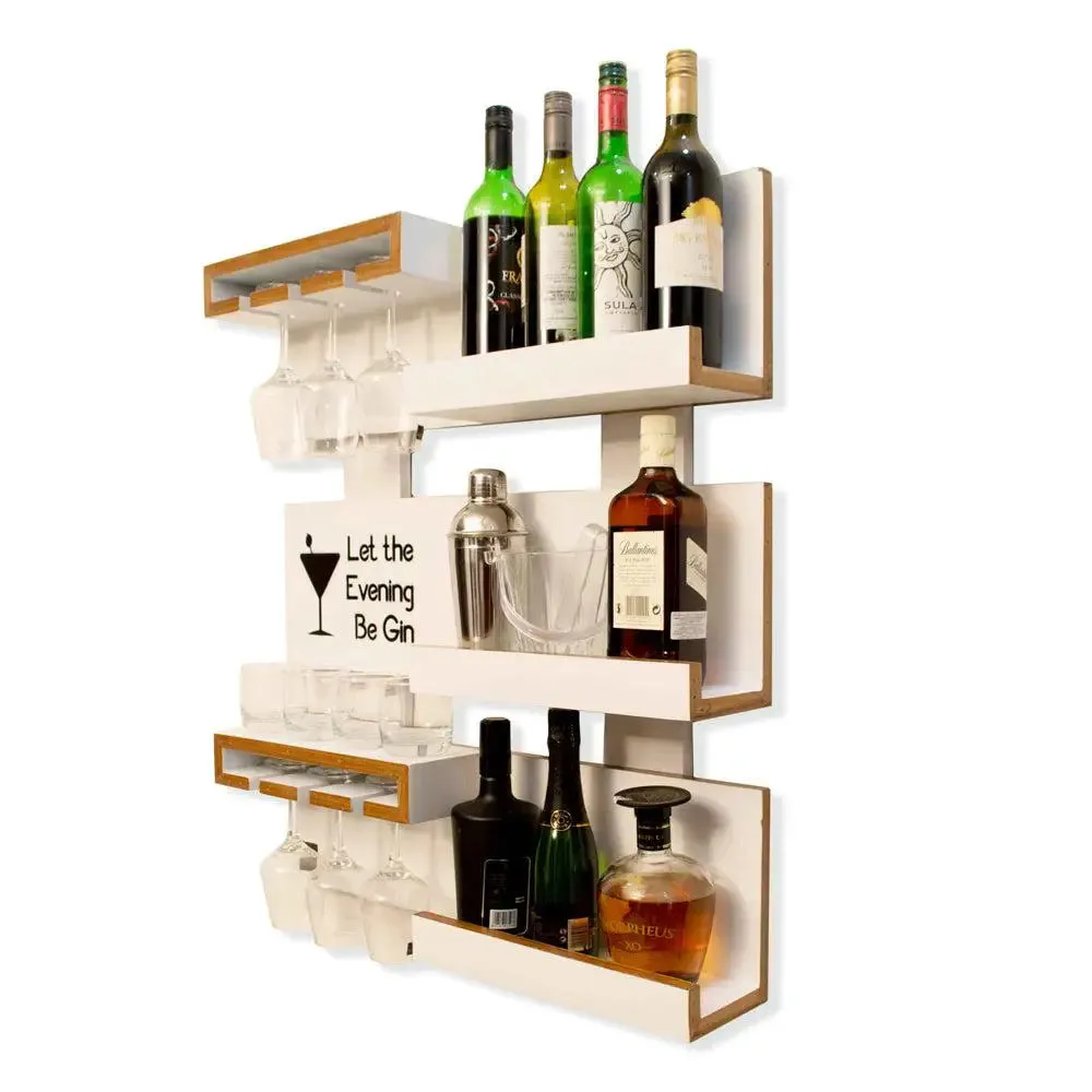 Solid Ivory Wooden Wall Shelves for Bedroom