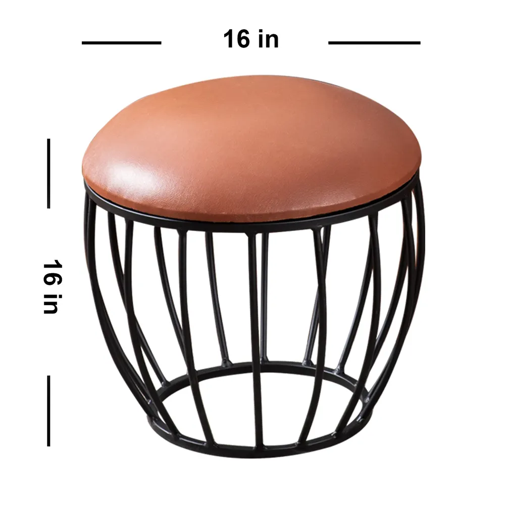 Solid Leather Colored Premium Handmade Metal Ottoman Stool