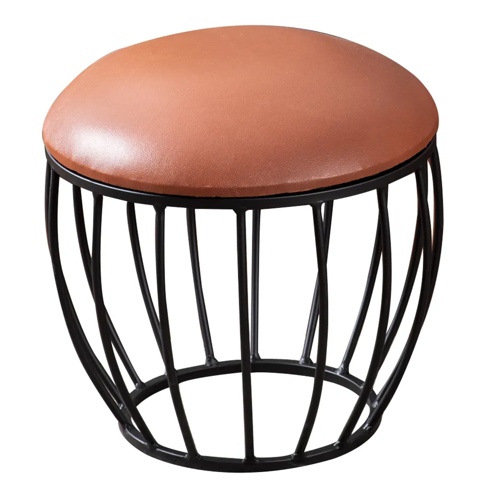 Solid Leather Colored Premium Handmade Metal Ottoman Stool
