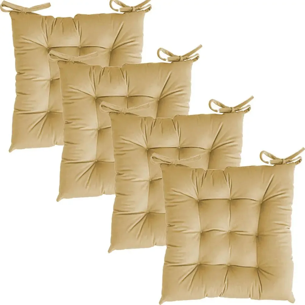 Solid Microfiber Chair Pad/ Chair Cushion- 24x24 inch, Set of 4 Olive