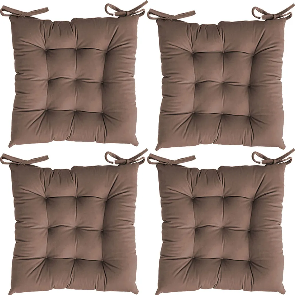 Solid Microfiber Chair Pad/ Chair Cushion- 24x24 inch, Set of 4 Olive