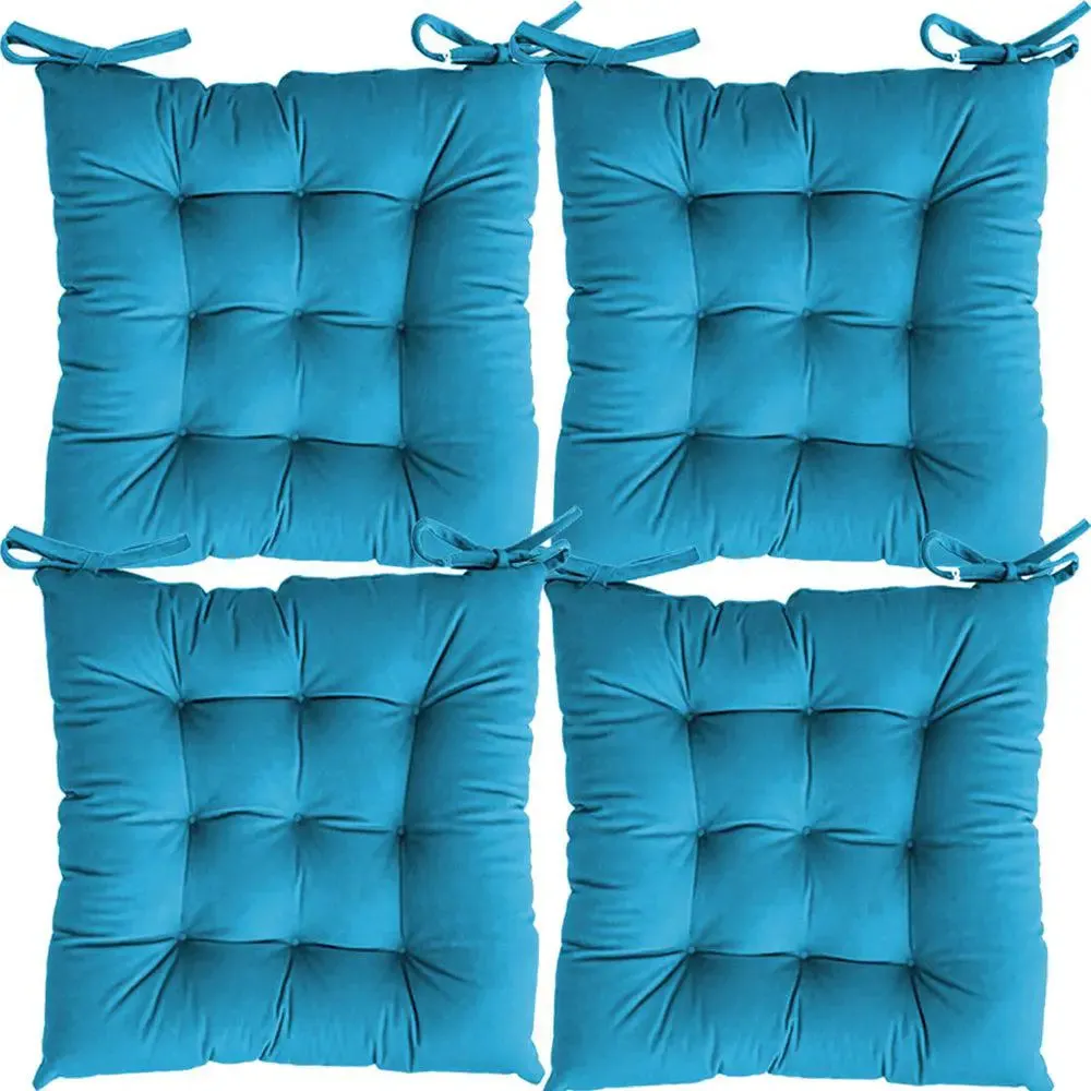 Solid Microfiber Chair Pad/ Chair Cushion- 24x24 inch, Set of 4 Olive