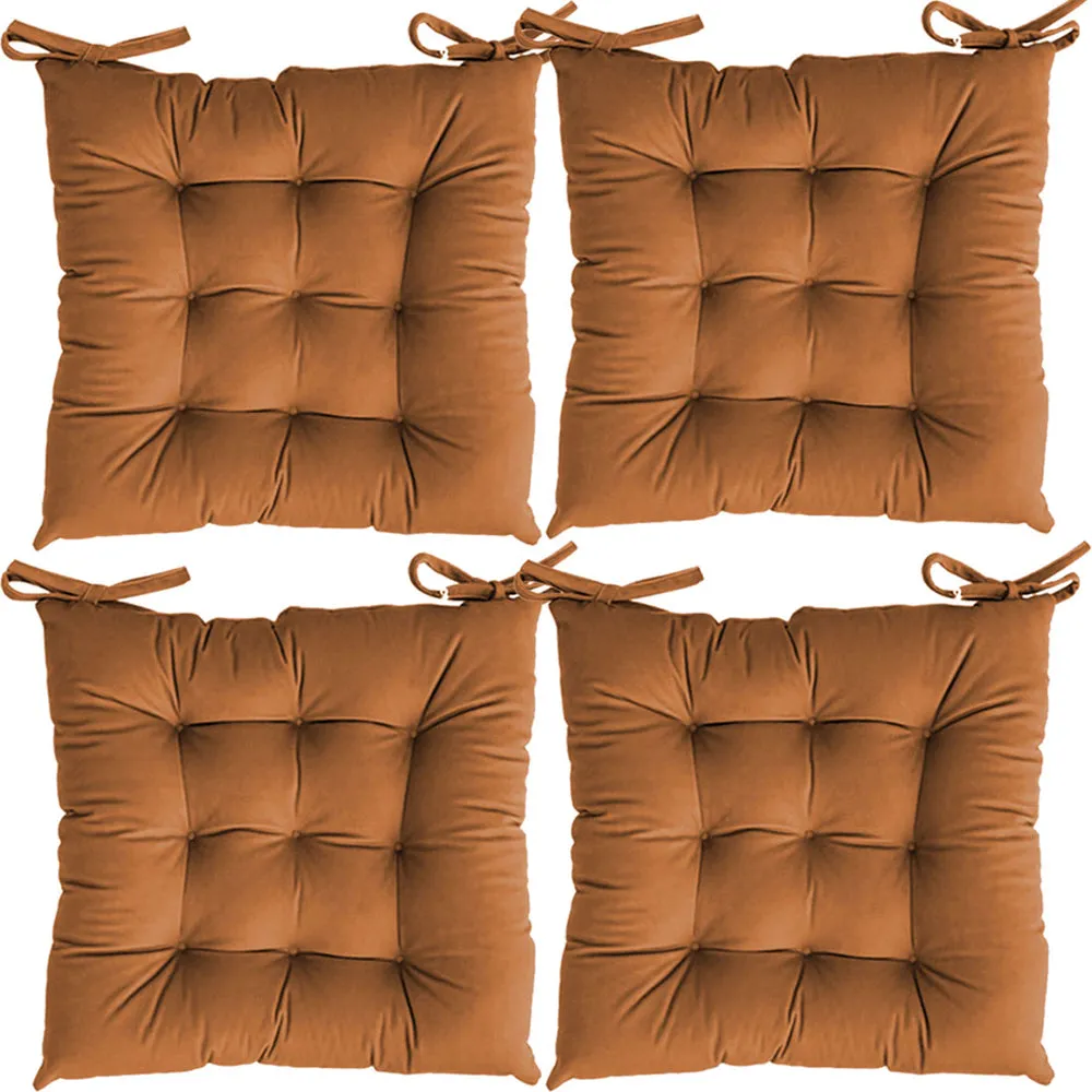 Solid Microfiber Chair Pad/ Chair Cushion- 24x24 inch, Set of 4 Olive