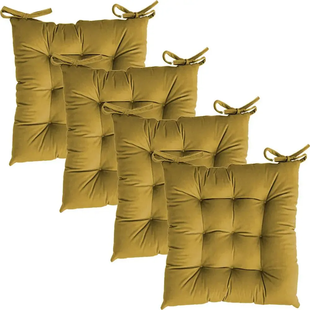 Solid Microfiber Chair Pad/ Chair Cushion- 24x24 inch, Set of 4 Olive