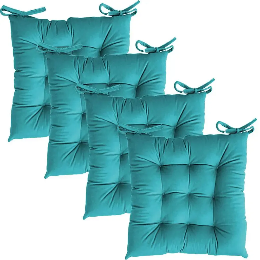 Solid Microfiber Chair Pad/ Chair Cushion- 24x24 inch, Set of 4 Olive