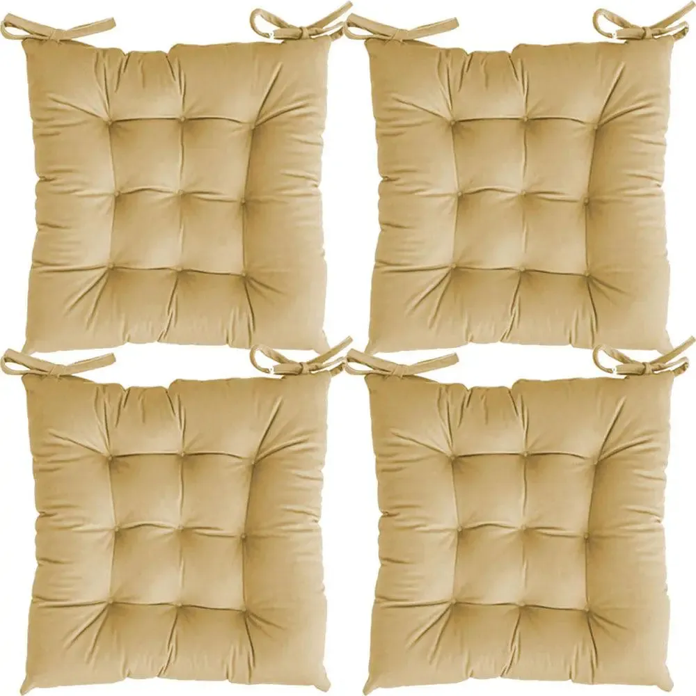 Solid Microfiber Chair Pad/ Chair Cushion- 24x24 inch, Set of 4 Olive