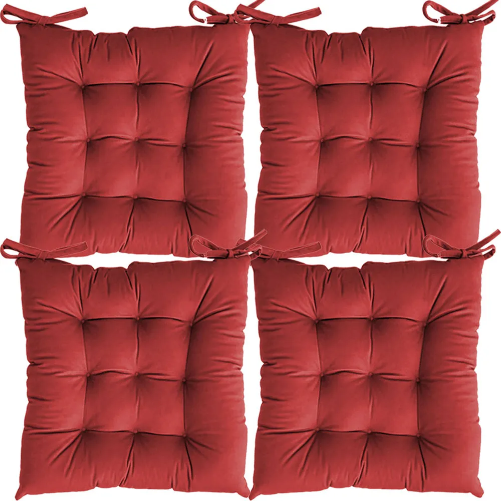 Solid Microfiber Chair Pad/ Chair Cushion- 24x24 inch, Set of 4 Olive