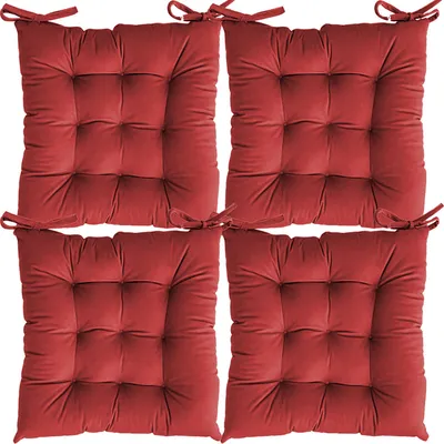 Solid Microfiber Chair Pad/ Chair Cushion- 24x24 inch, Set of 4