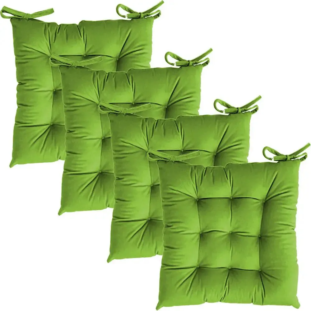 Solid Microfiber Chair Pad/ Chair Cushion- 24x24 inch, Set of 4 Olive