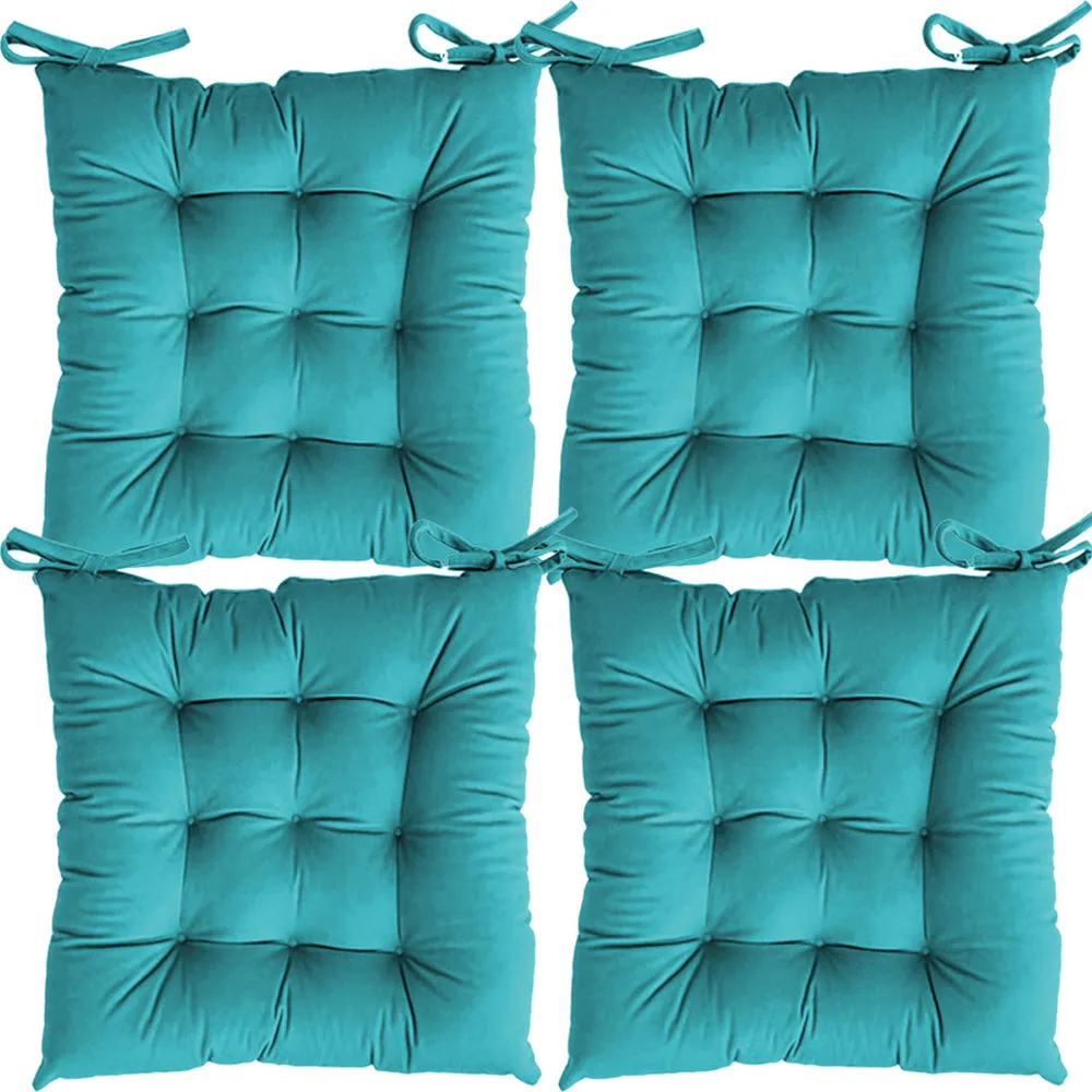 Solid Microfiber Chair Pad/ Chair Cushion- 24x24 inch, Set of 4 Olive