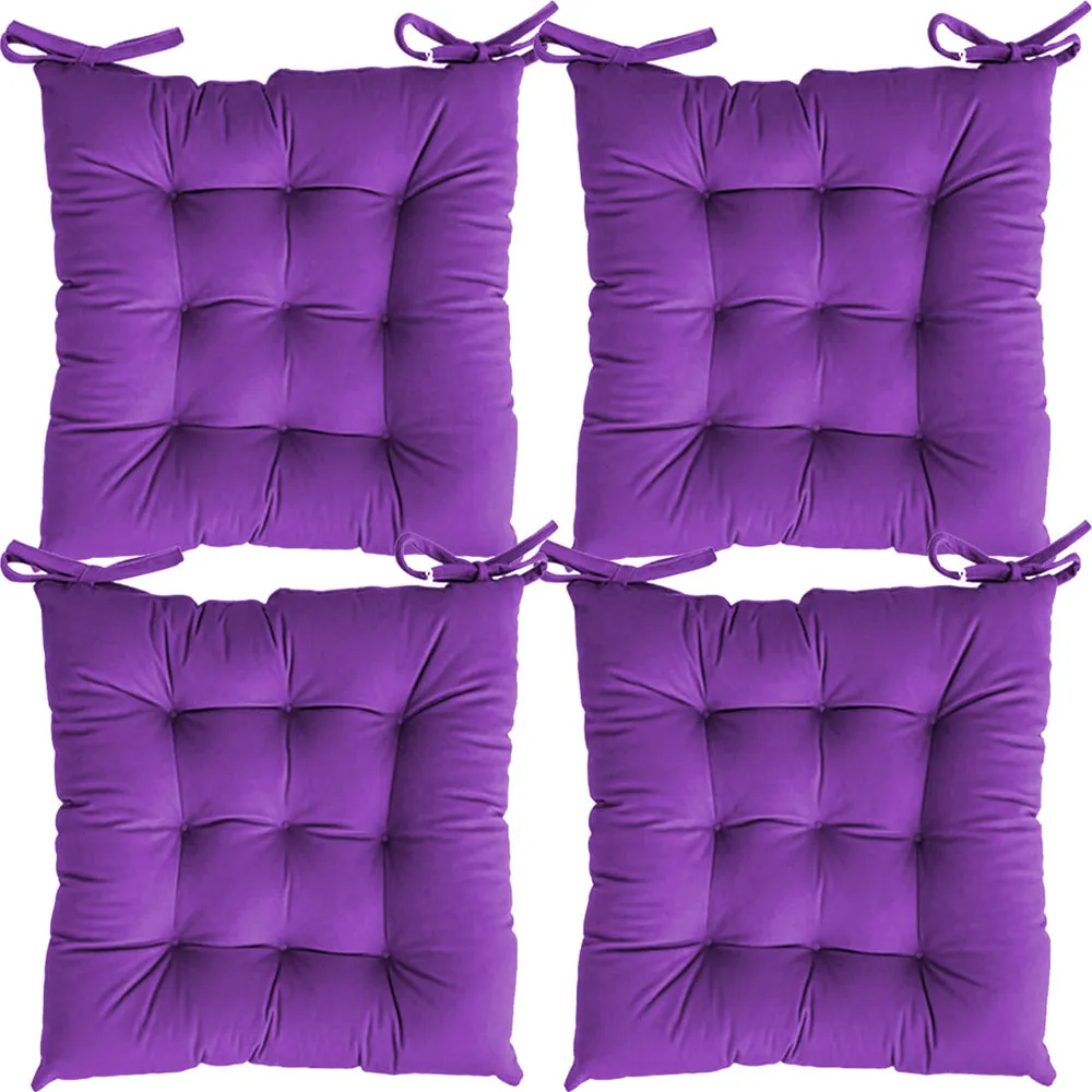 Solid Microfiber Chair Pad/ Chair Cushion- 24x24 inch, Set of 4 Olive