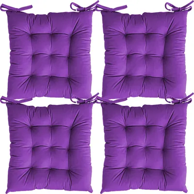 Solid Microfiber Chair Pad/ Chair Cushion- 24x24 inch, Set of 4