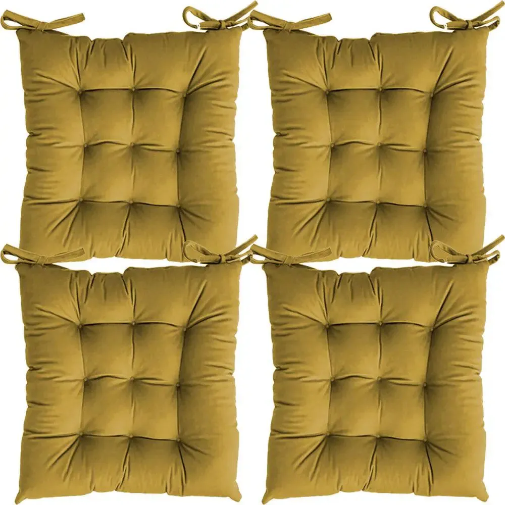 Solid Microfiber Chair Pad/ Chair Cushion- 24x24 inch, Set of 4 Olive