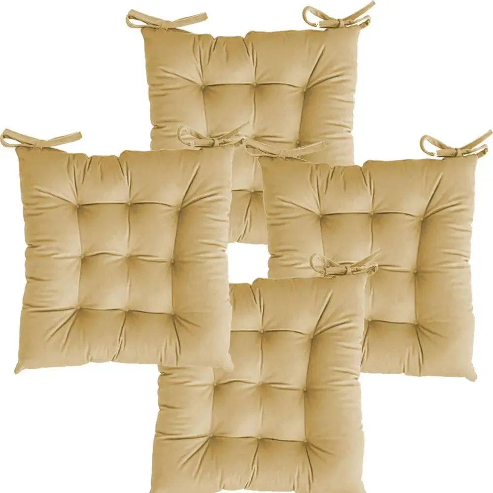 Solid Microfiber Chair Pad/ Chair Cushion- 24x24 inch, Set of 4 Olive