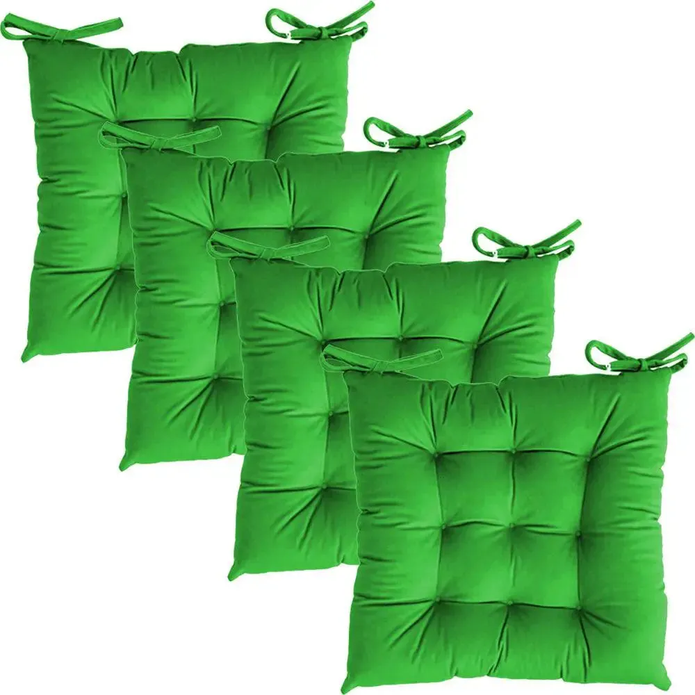 Solid Microfiber Chair Pad/ Chair Cushion- 24x24 inch, Set of 4 Olive