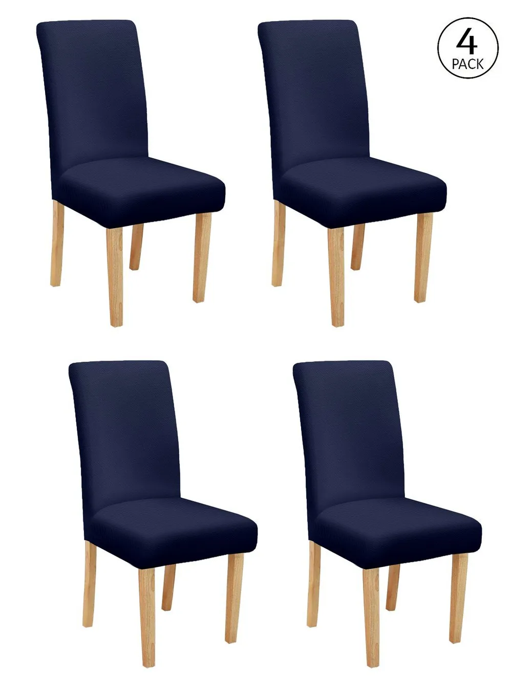 Solid Navy Stretchable Spandex  Blue Chair Cover Pack of 2