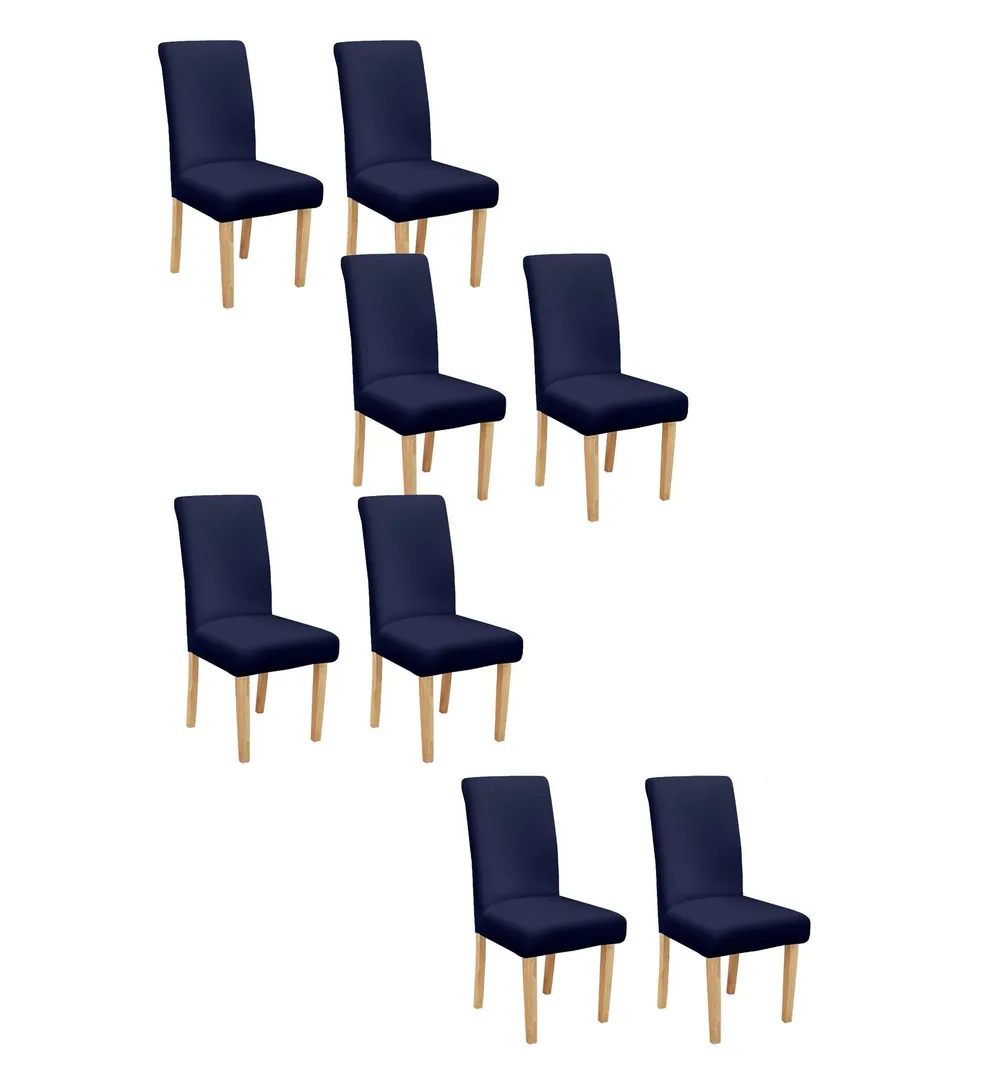 Solid Navy Stretchable Spandex  Blue Chair Cover Pack of 2