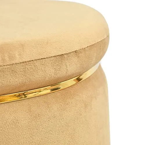 Solid Ring Embellished Velvet Pouffe Green