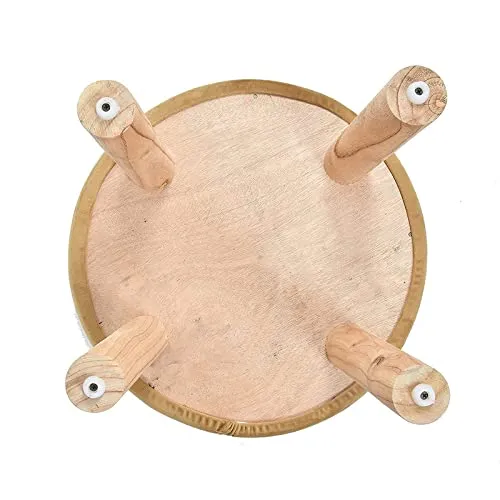 Solid Ring Embellished Velvet Pouffe Green