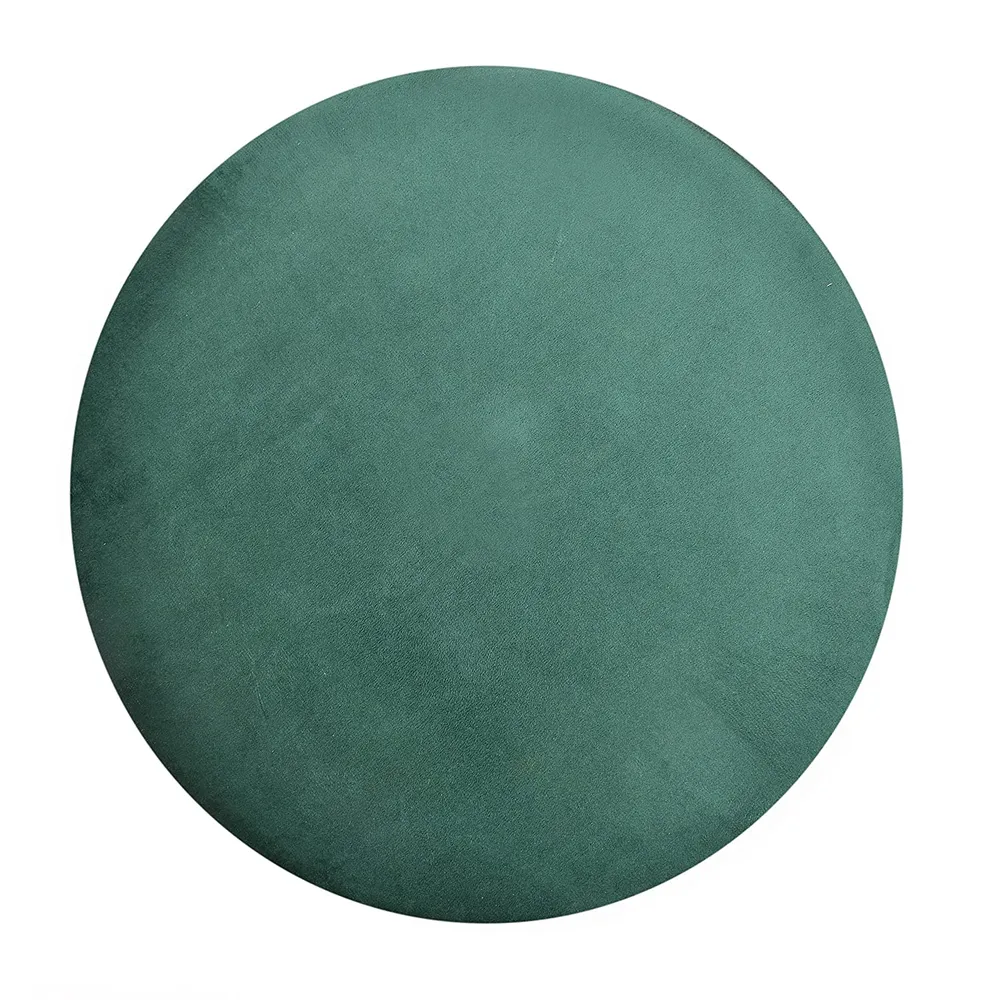 Solid Ring Embellished Velvet Pouffe Green