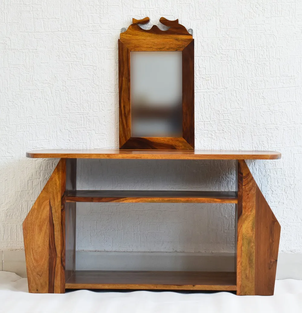 Solid Sheesham Wood Carved Natural Teak Dressing Table