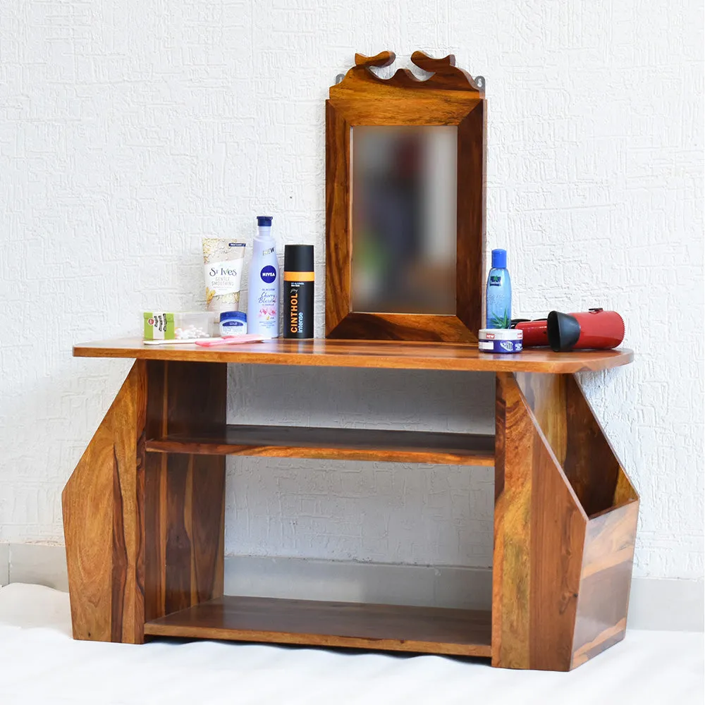 Solid Sheesham Wood Carved Natural Teak Dressing Table