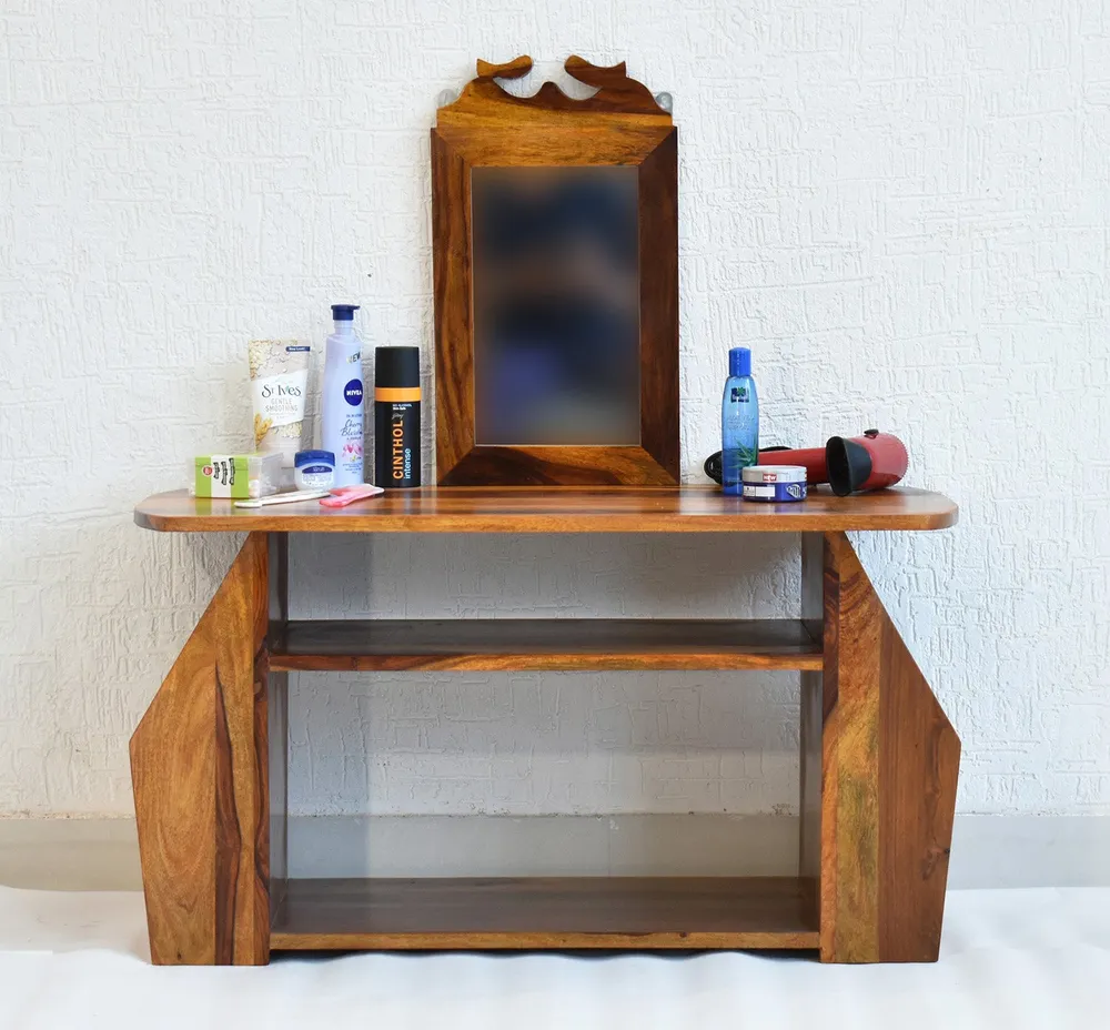 Solid Sheesham Wood Carved Natural Teak Dressing Table