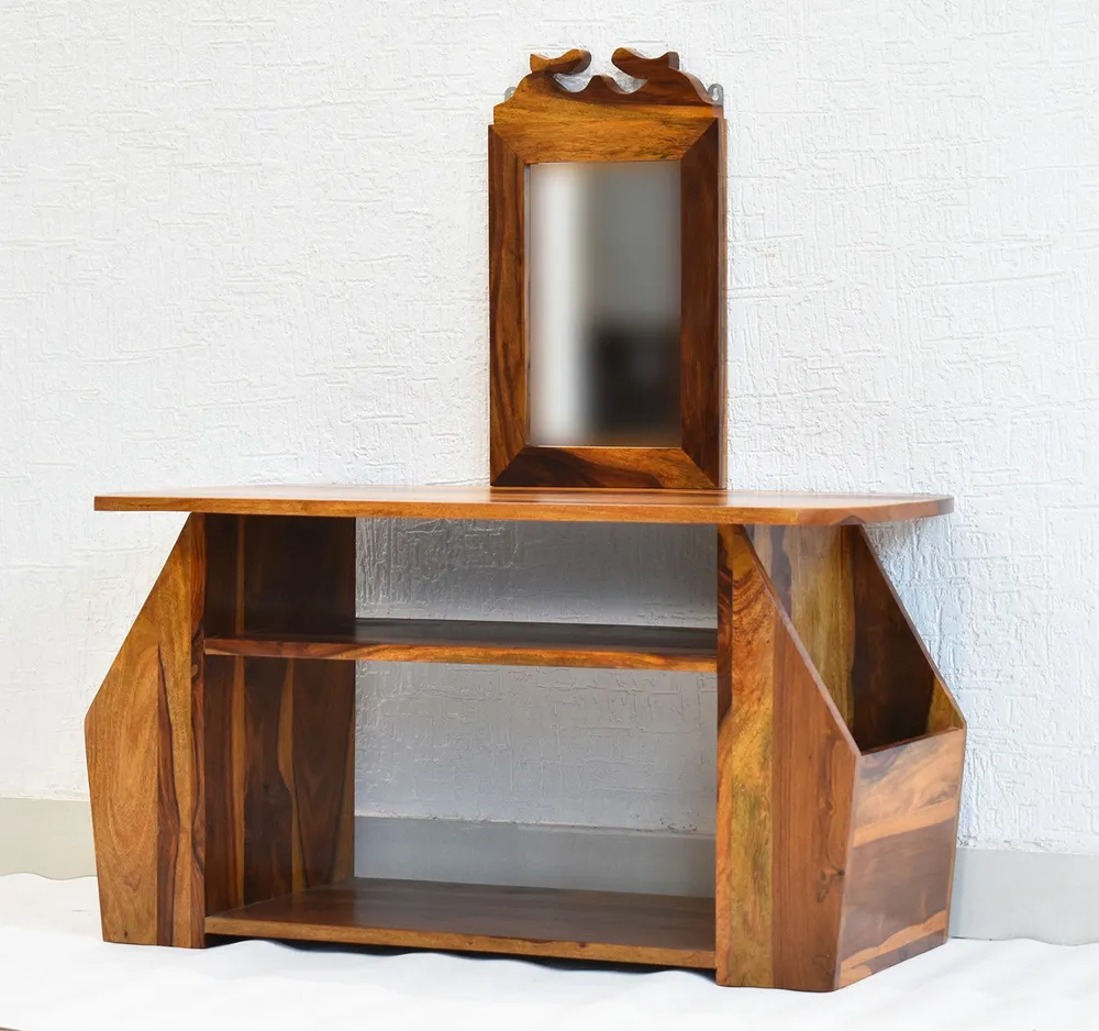 Solid Sheesham Wood Carved Natural Teak Dressing Table
