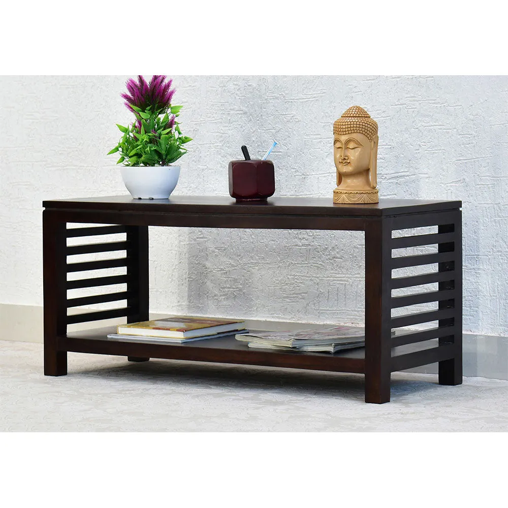 Solid Sheesham Wood Dark Brown Minimalist Table