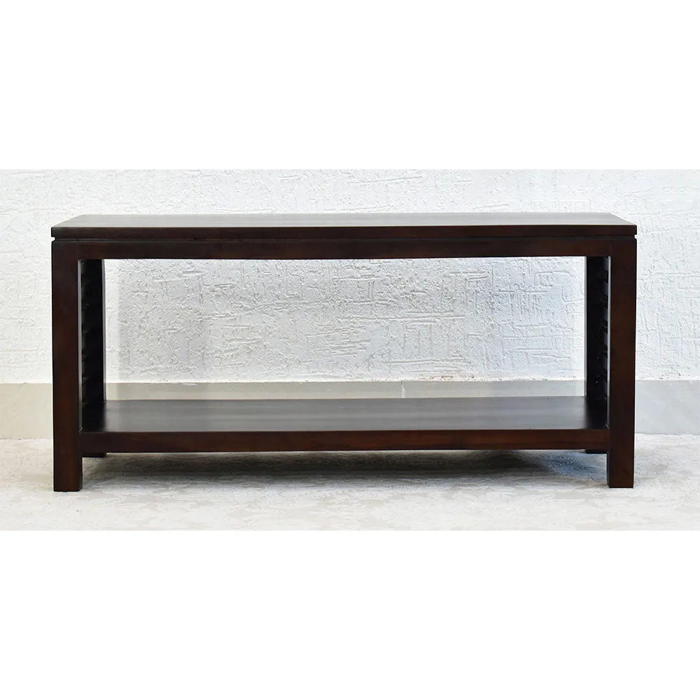 Solid Sheesham Wood Dark Brown Minimalist Table