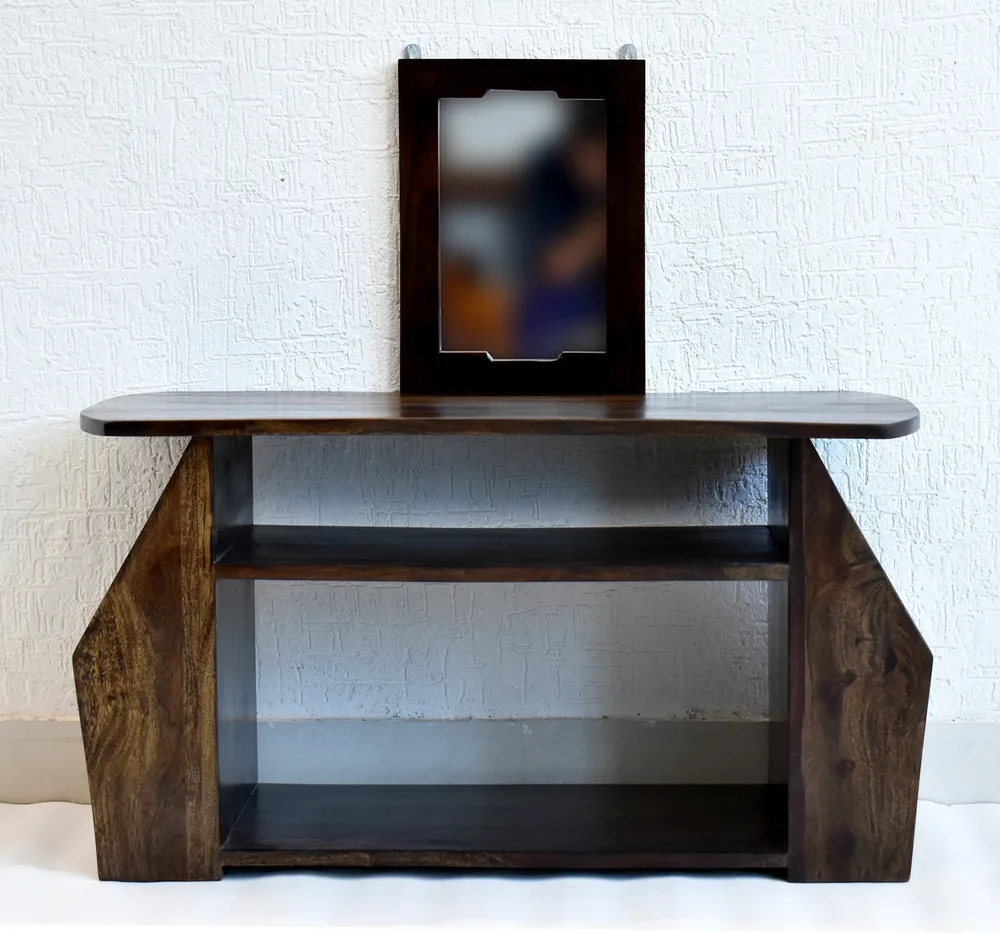 Solid Sheesham Wood Dark Walnut Dressing Table