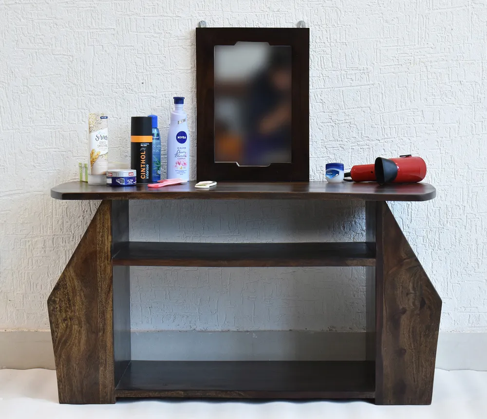 Solid Sheesham Wood Dark Walnut Dressing Table