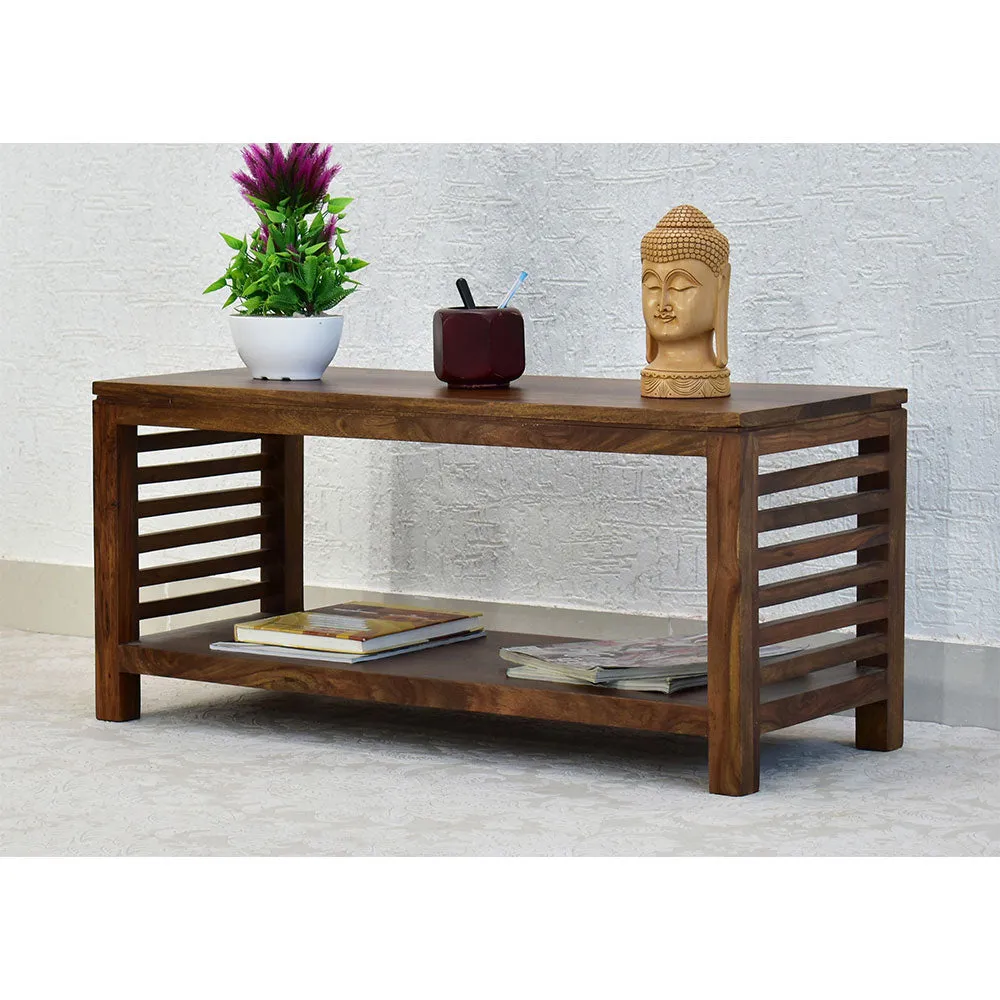 Solid Sheesham Wood Light Brown Minimalist Table