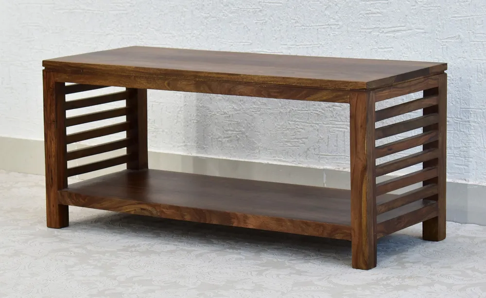 Solid Sheesham Wood Light Brown Minimalist Table