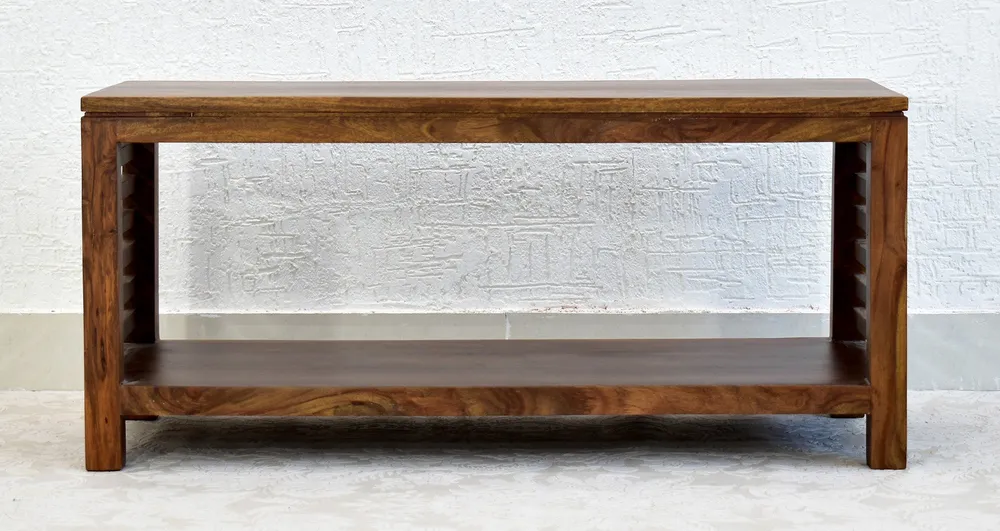 Solid Sheesham Wood Light Brown Minimalist Table