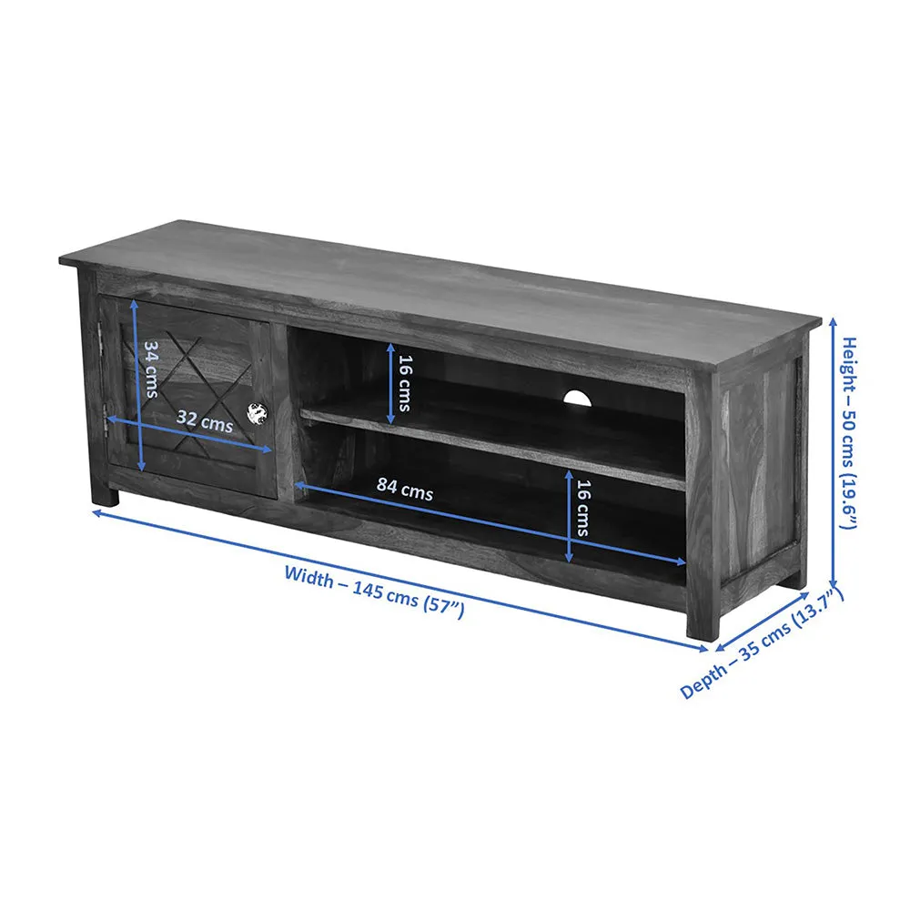 Solid Sheesham Wood Partitioned Dark Walnut Multipurpose Cabinet