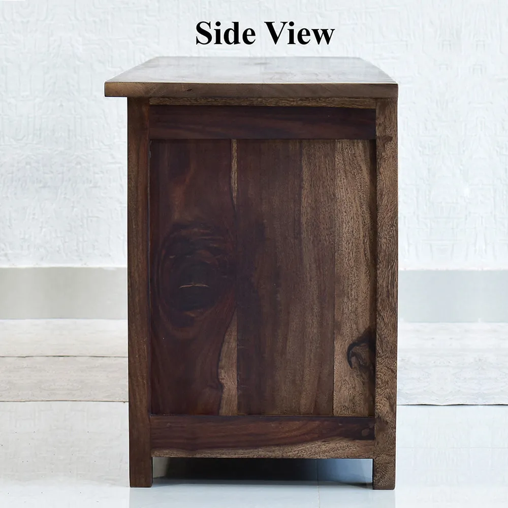 Solid Sheesham Wood Partitioned Dark Walnut Multipurpose Cabinet