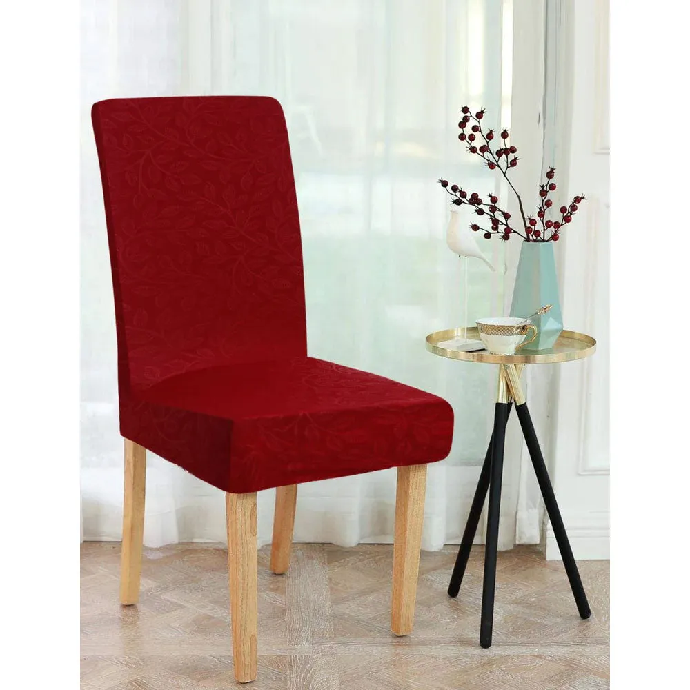 Solid Stretchable Red Spandex Chair Cover Pack of 2