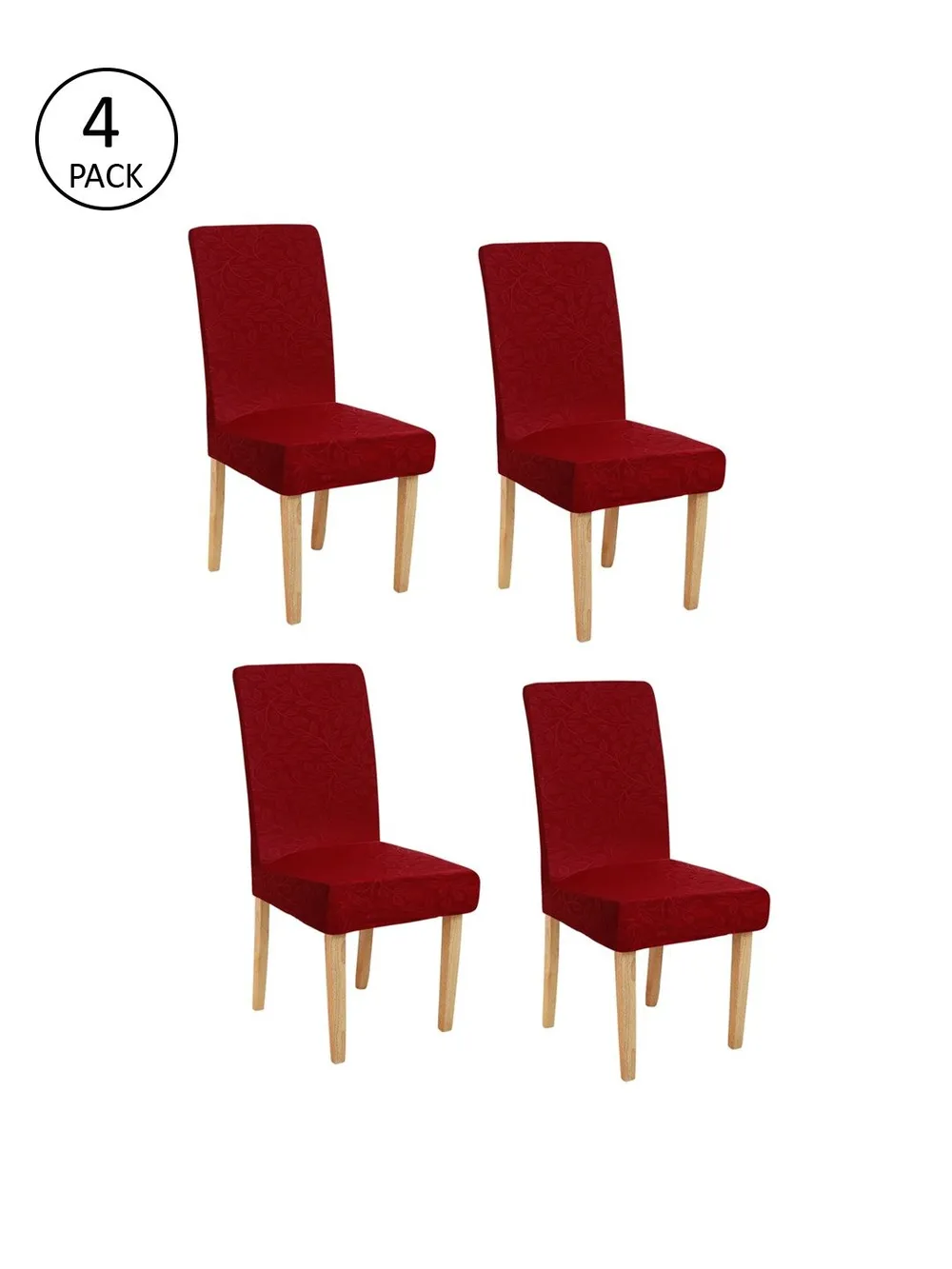Solid Stretchable Red Spandex Chair Cover Pack of 2