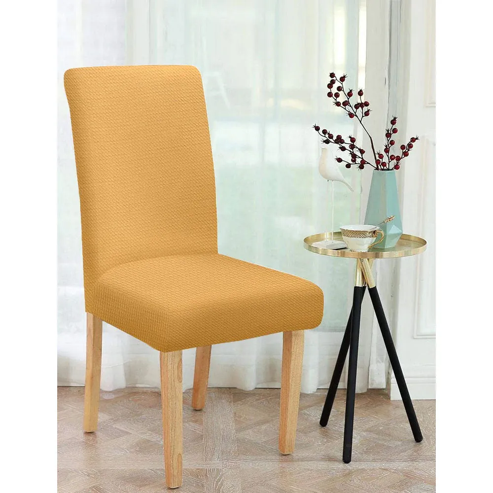 Solid Stretchable Yellow Spandex Chair Cover Pack of 2