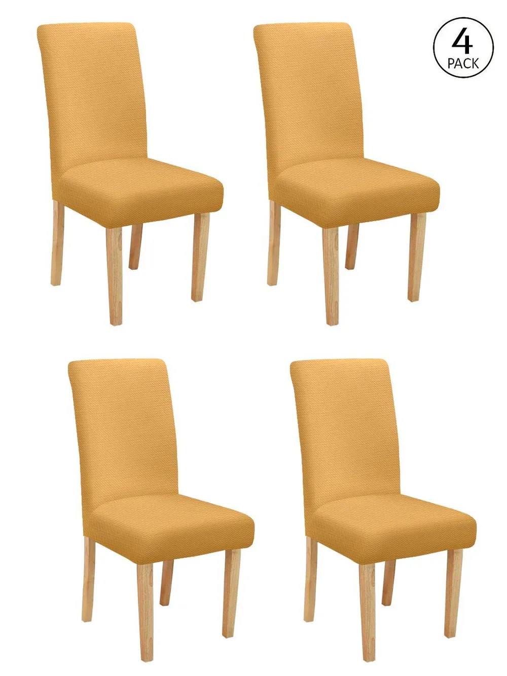 Solid Stretchable Yellow Spandex Chair Cover Pack of 2