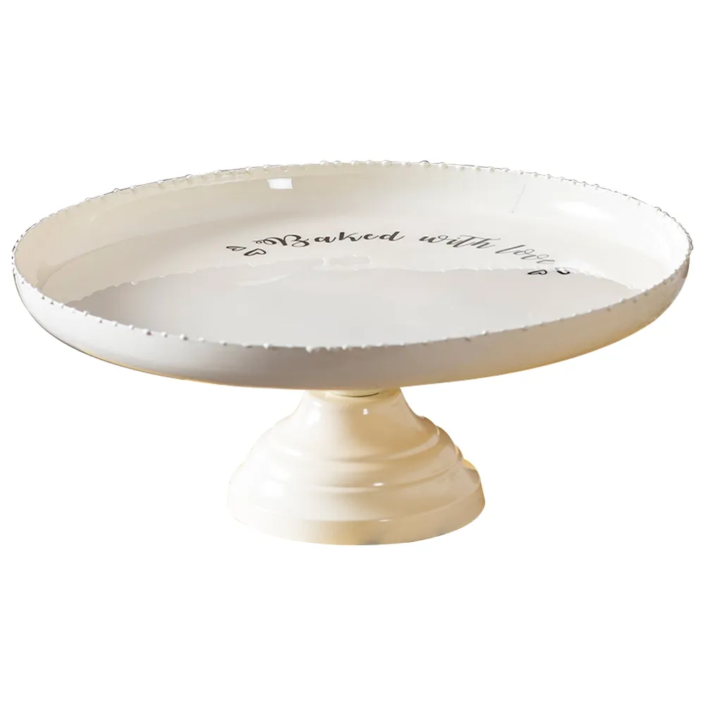 Solid White Lustrous Metal Cake Stand