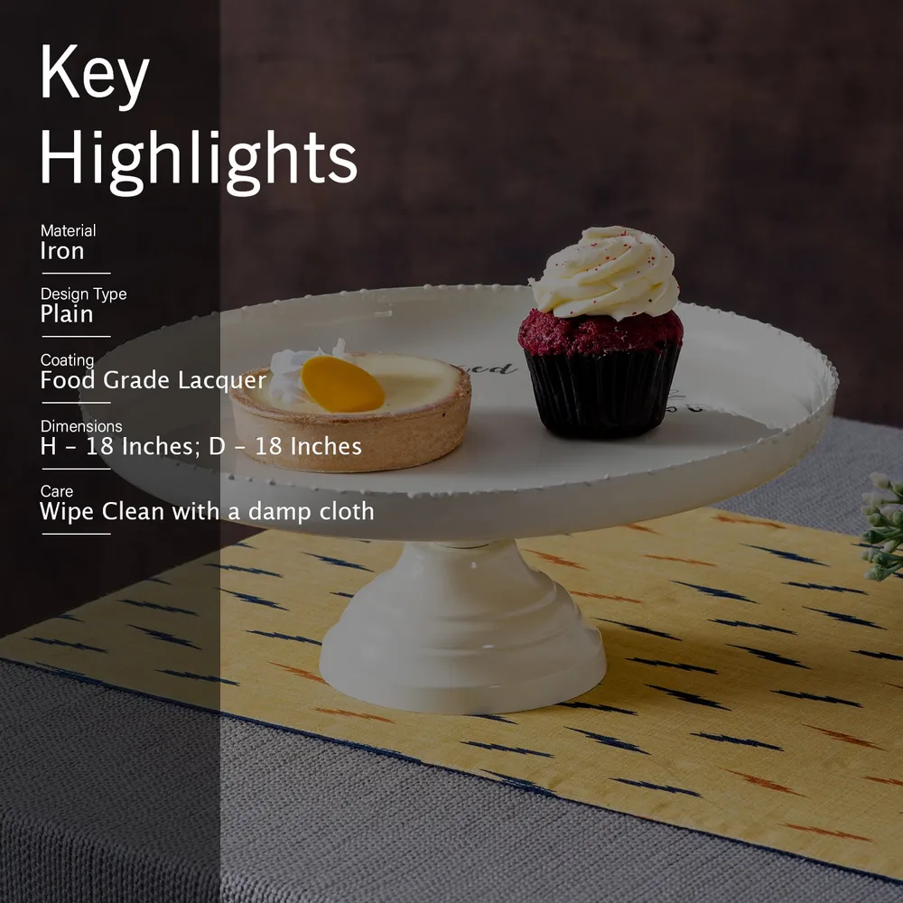 Solid White Lustrous Metal Cake Stand