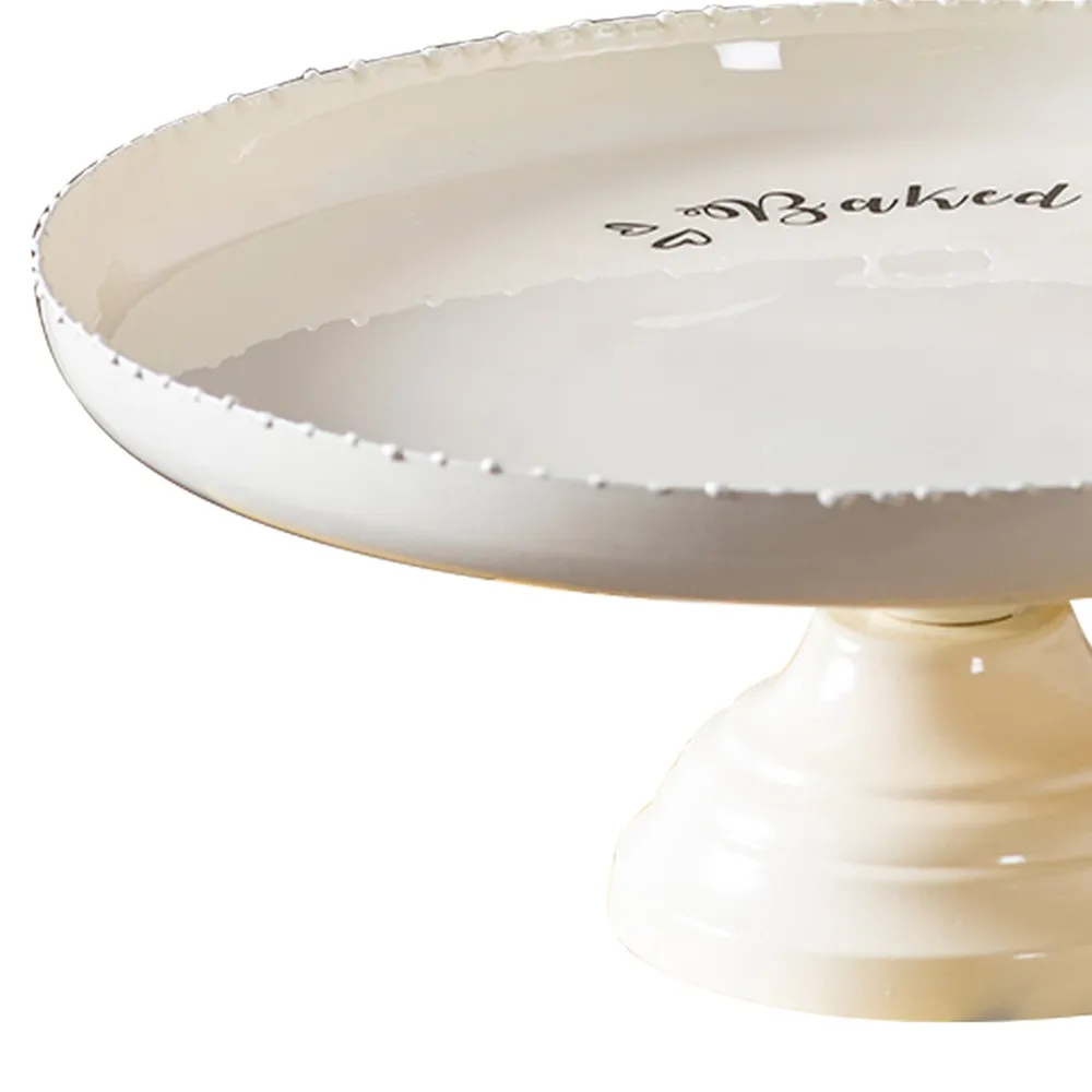 Solid White Lustrous Metal Cake Stand