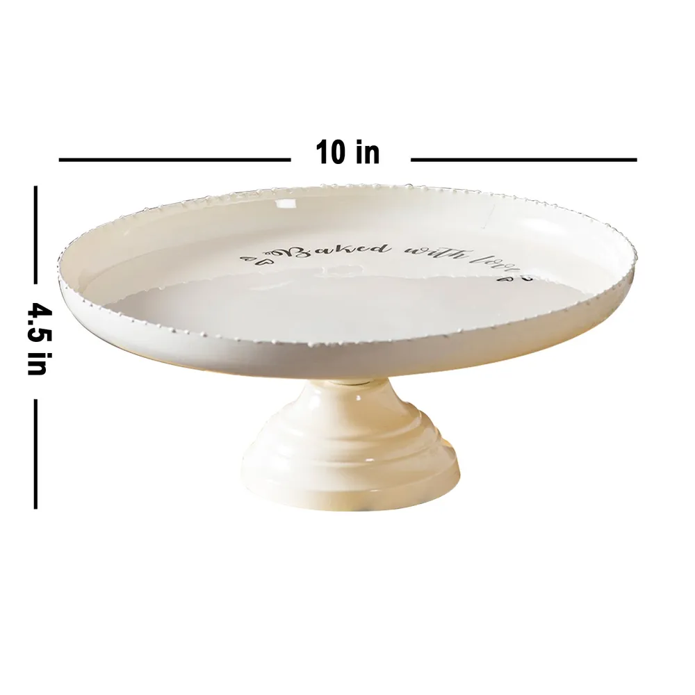 Solid White Lustrous Metal Cake Stand