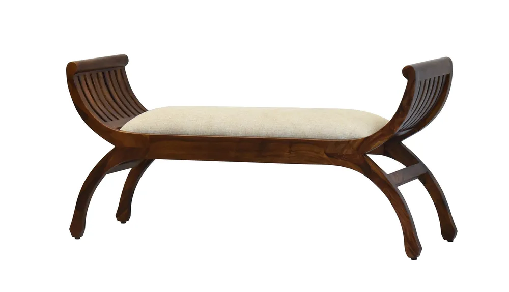 Solid White Natural Brown Wooden Two Seater Sofa