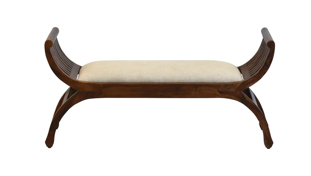 Solid White Natural Brown Wooden Two Seater Sofa
