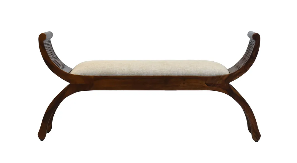 Solid White Natural Brown Wooden Two Seater Sofa