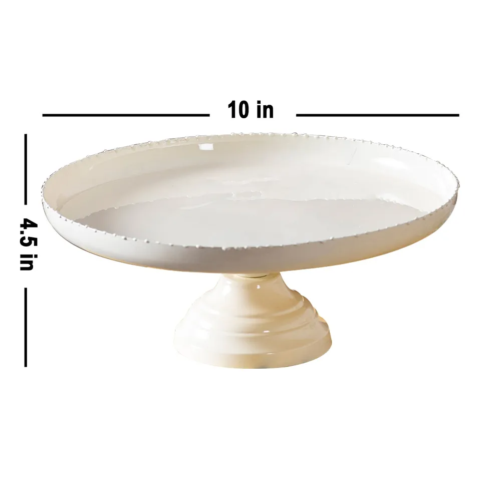 Solid White Plain Metal Cake Stand and Server